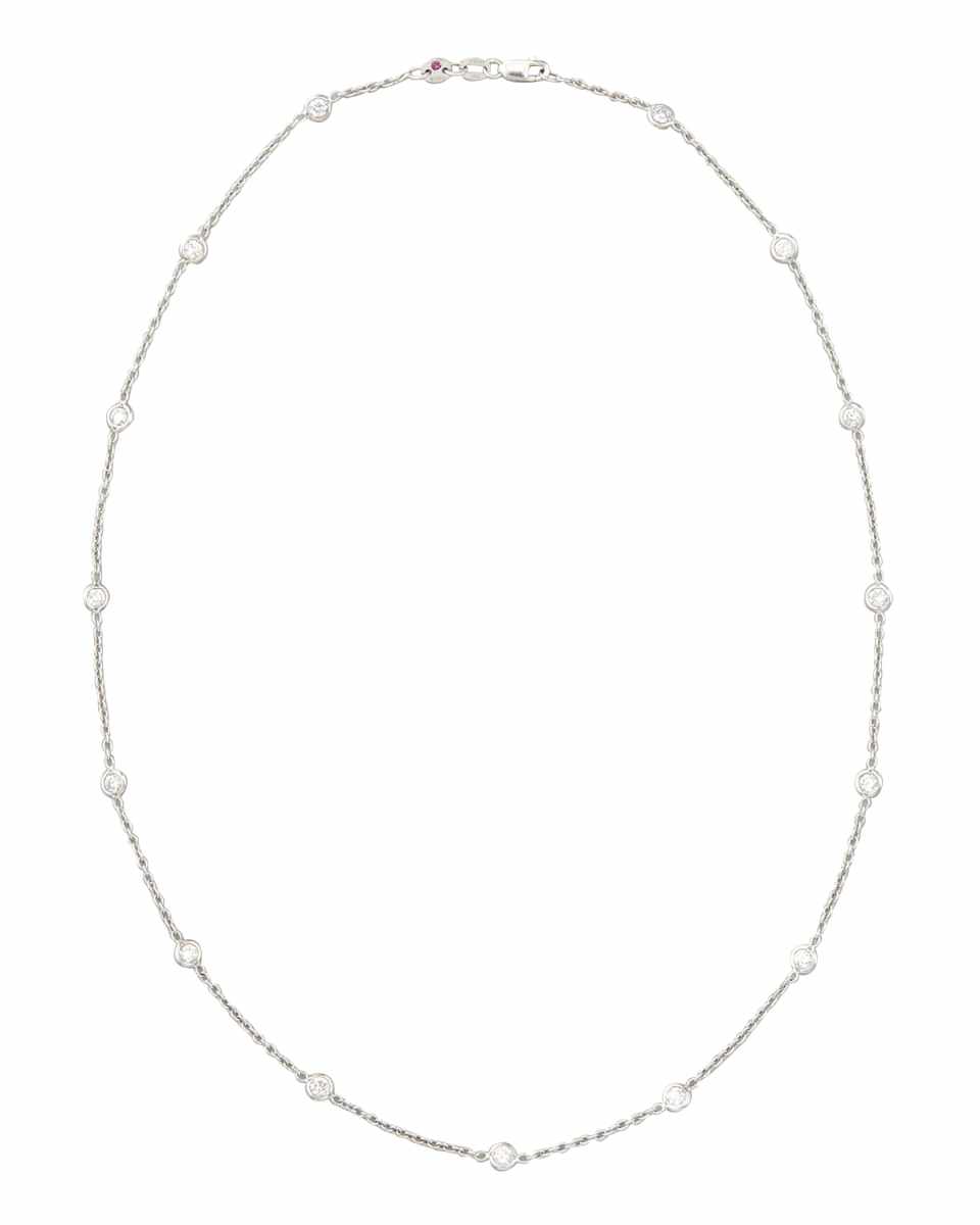 18" White Gold Diamond Station Necklace, 1.48ct